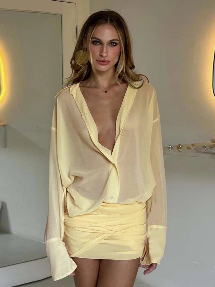 Eva – Langärmliges Hemdblusenkleid mit Raffungen