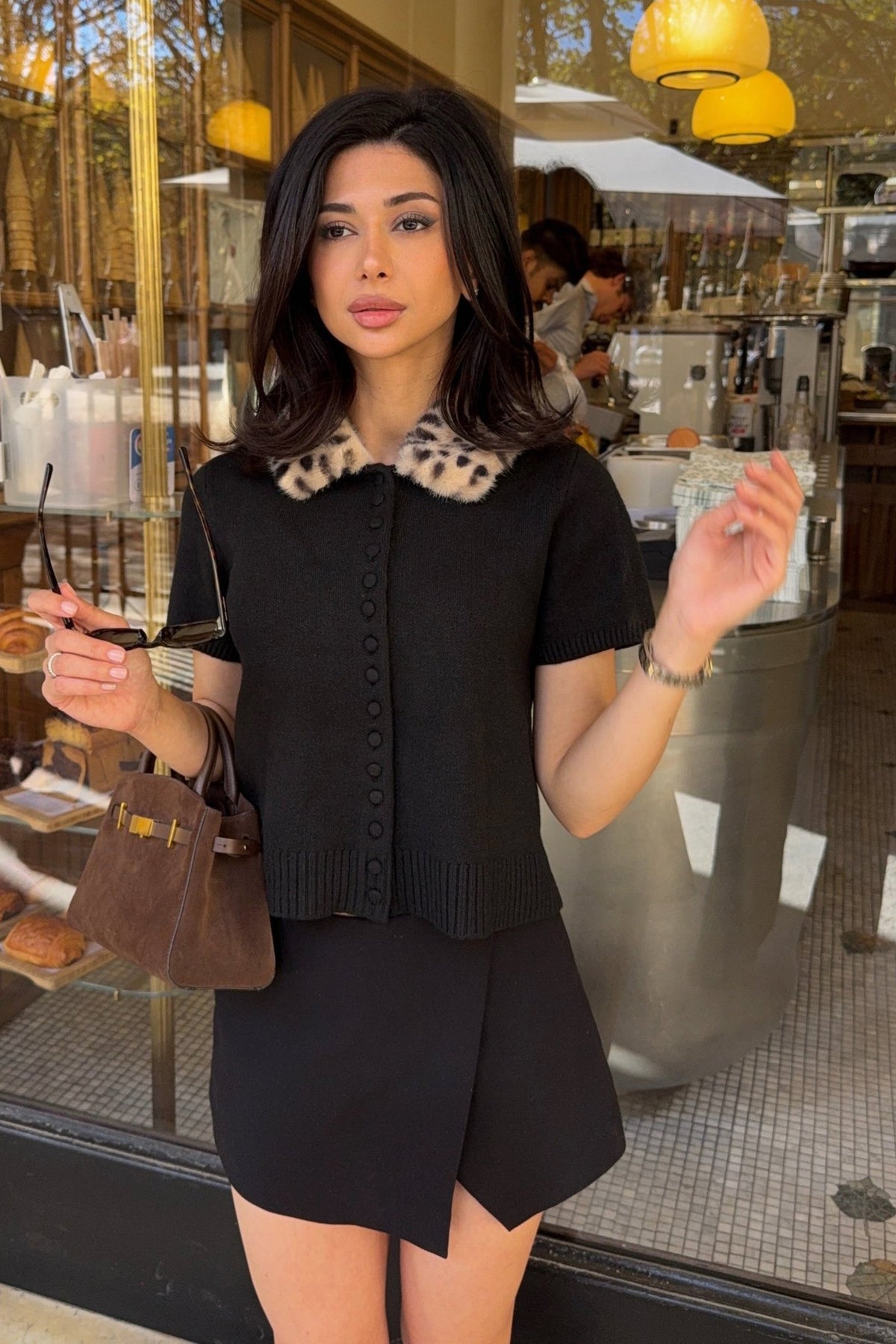 Faux Fur Bambi Knit Cardigan Top