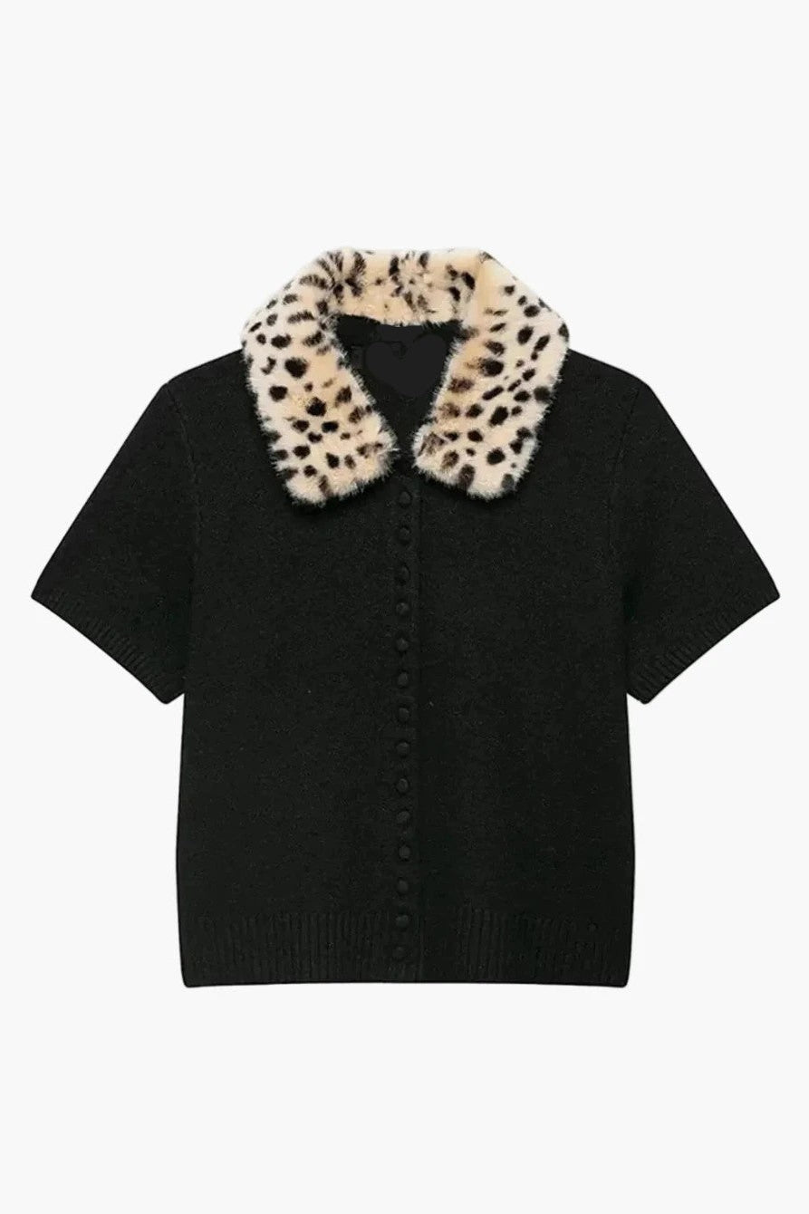 Faux Fur Bambi Knit Cardigan Top