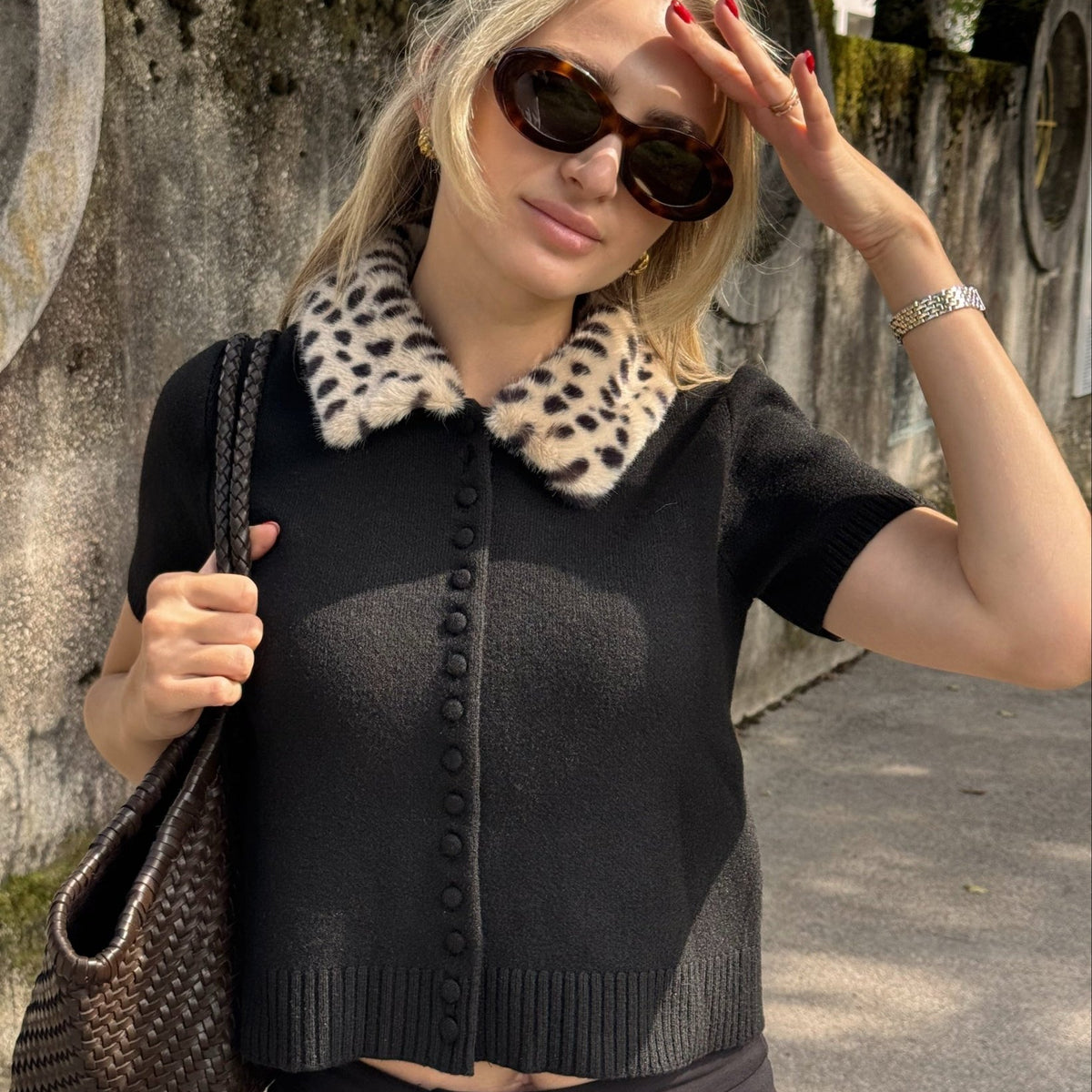 Faux Fur Bambi Knit Cardigan Top