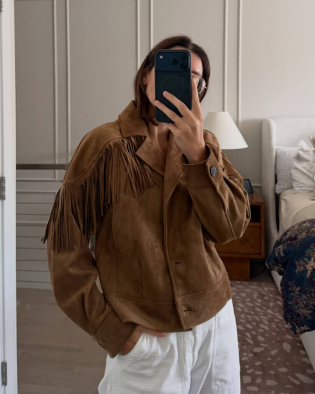 Jacke im Western‑Look mit Fransen aus Kunstwildleder