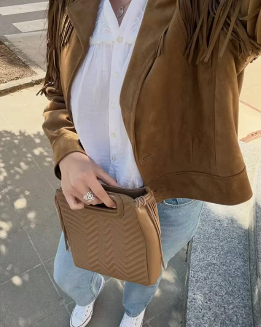 Jacke im Western‑Look mit Fransen aus Kunstwildleder