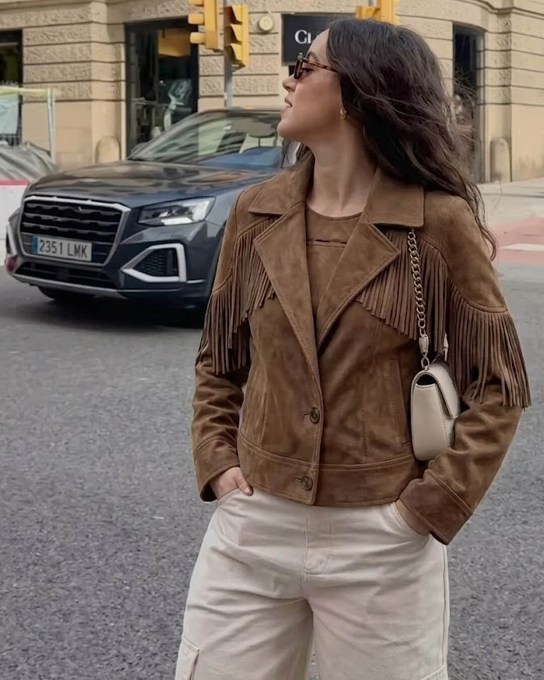 Jacke im Western‑Look mit Fransen aus Kunstwildleder