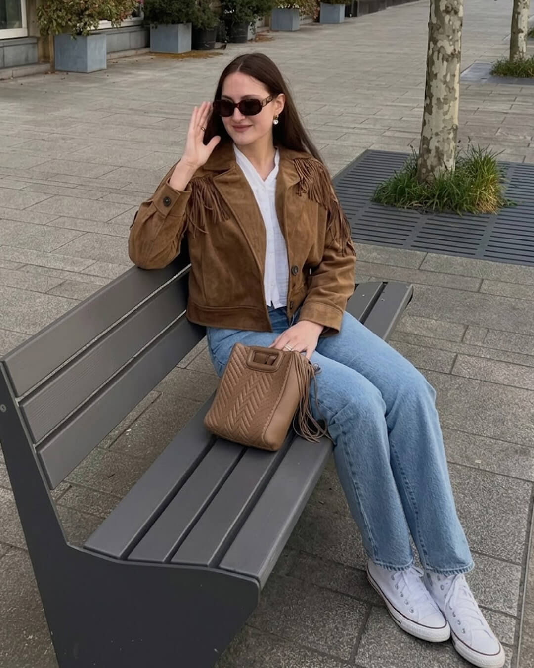Jacke im Western‑Look mit Fransen aus Kunstwildleder