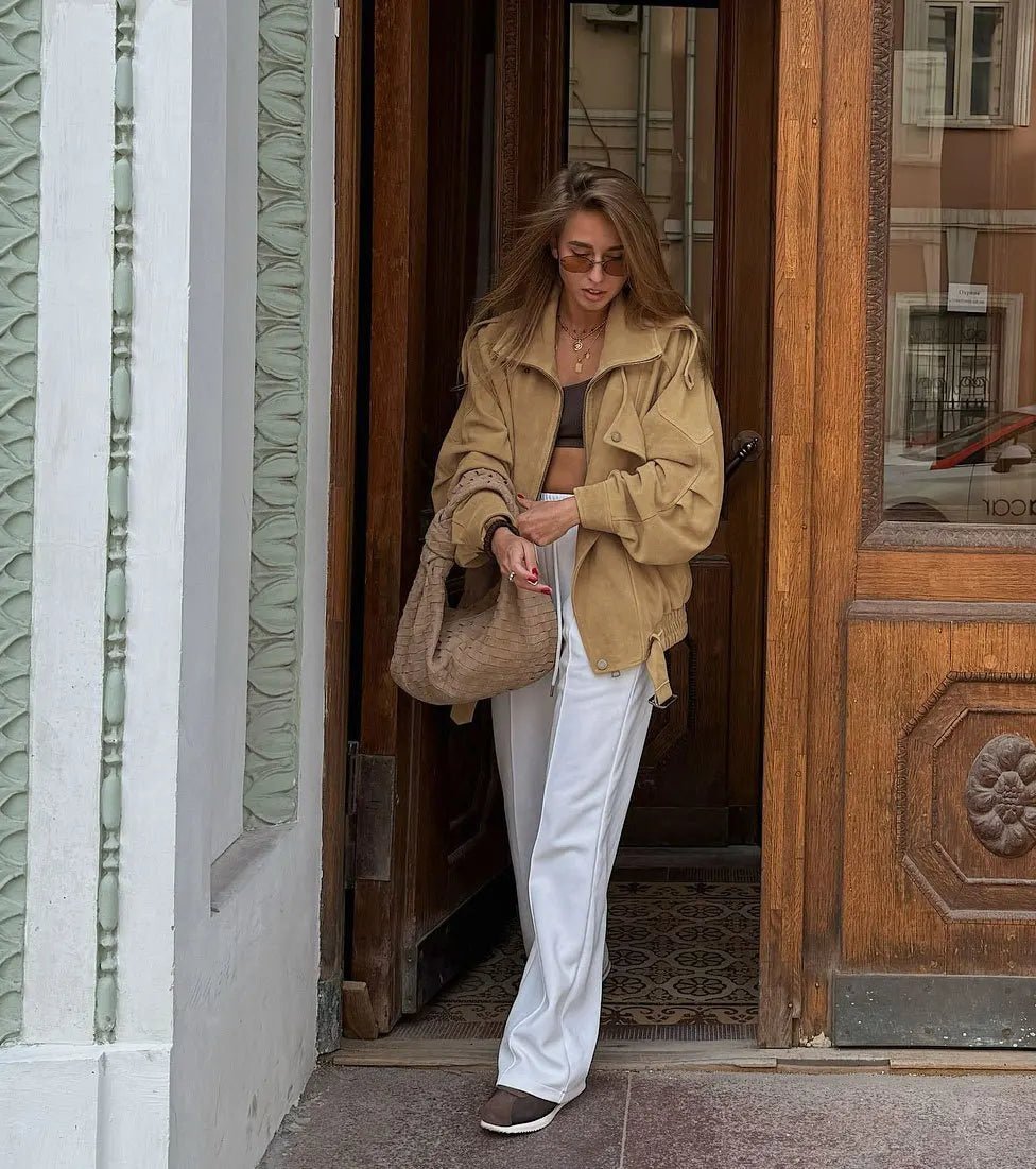 Oversized-Bomberjacke aus Wildlederimitat