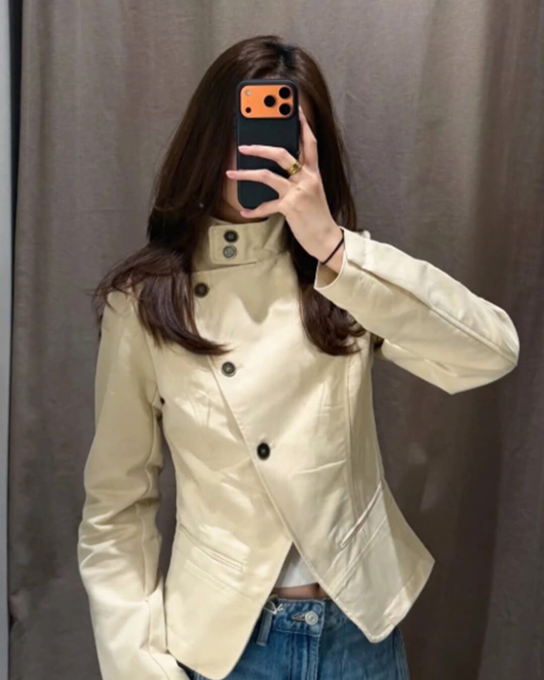 Blazer mit hohem Kragen