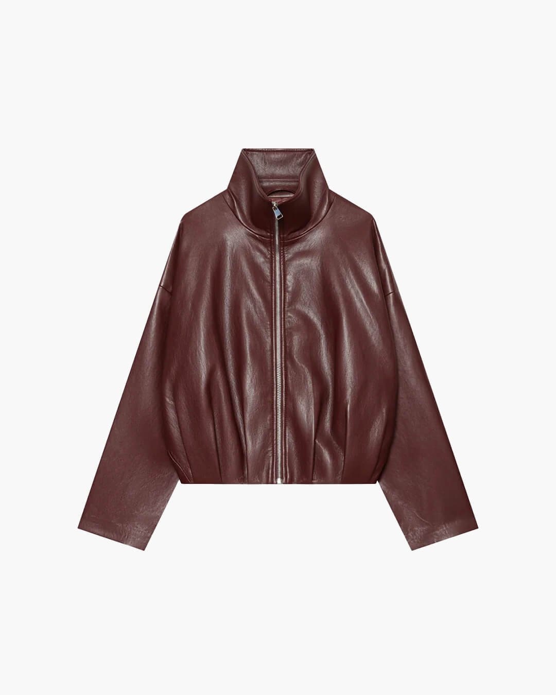 Biker-Jacke aus Kunstleder mit Stehkragen
