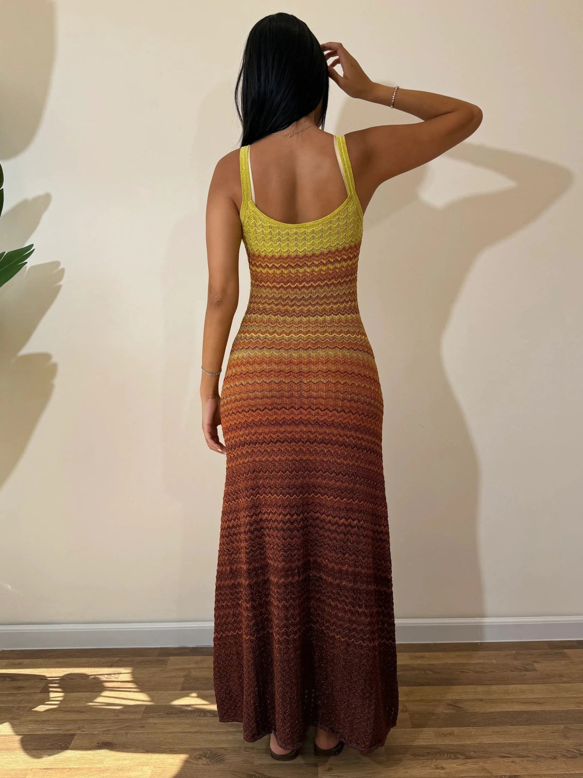 Häkelstrick-Maxikleid mit Farbverlauf