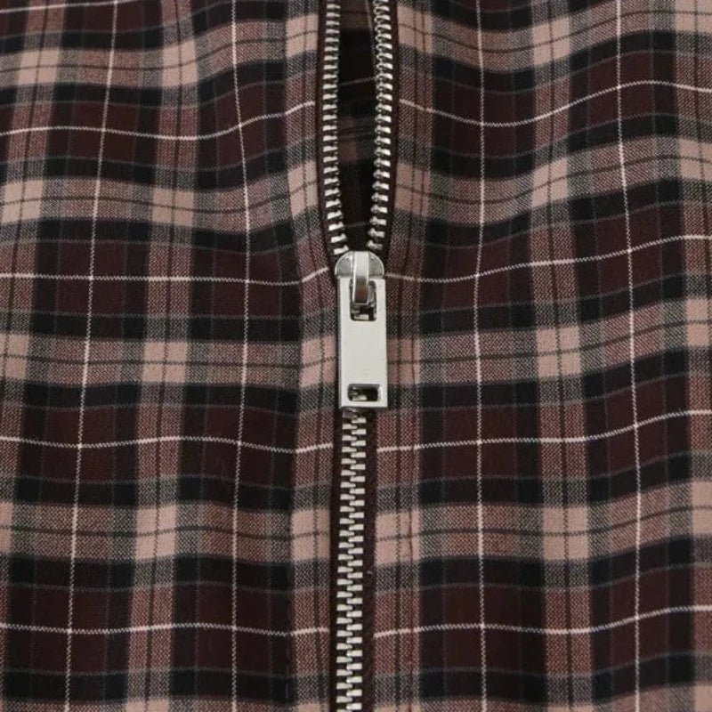 Karierte Jacke mit hohem Kragen und Reißverschluss