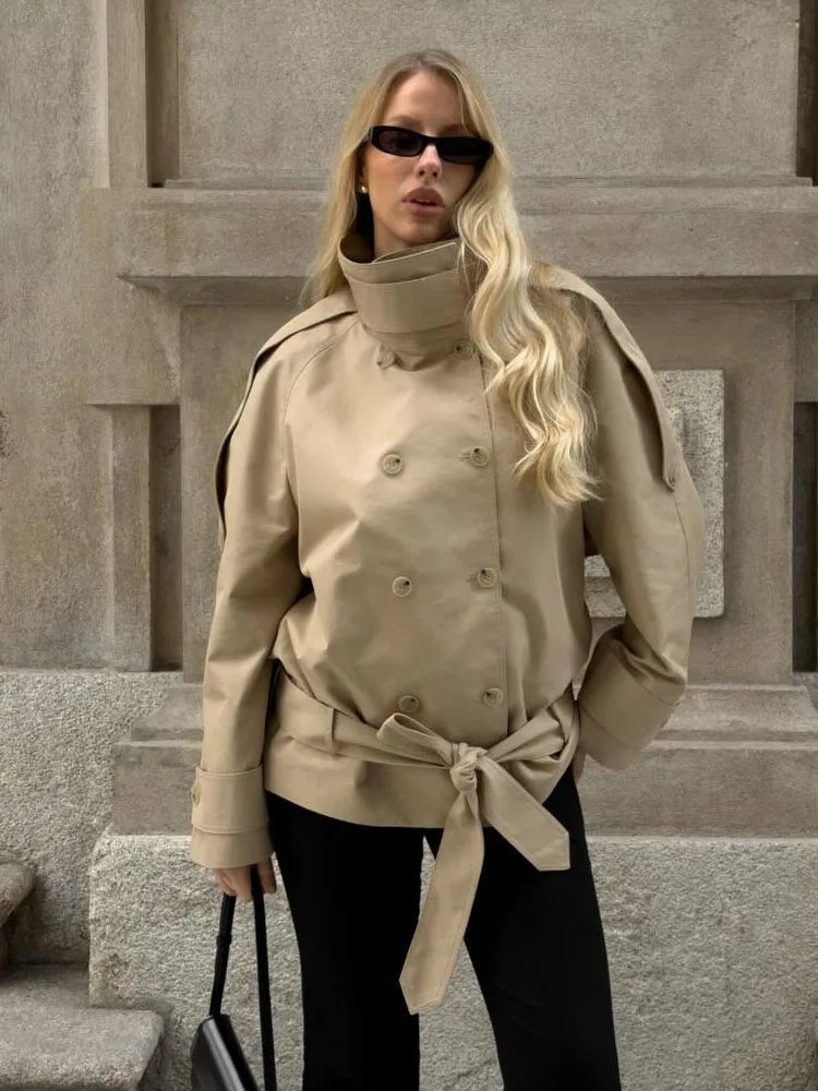 Utility Trenchjacke mit hohem Kragen