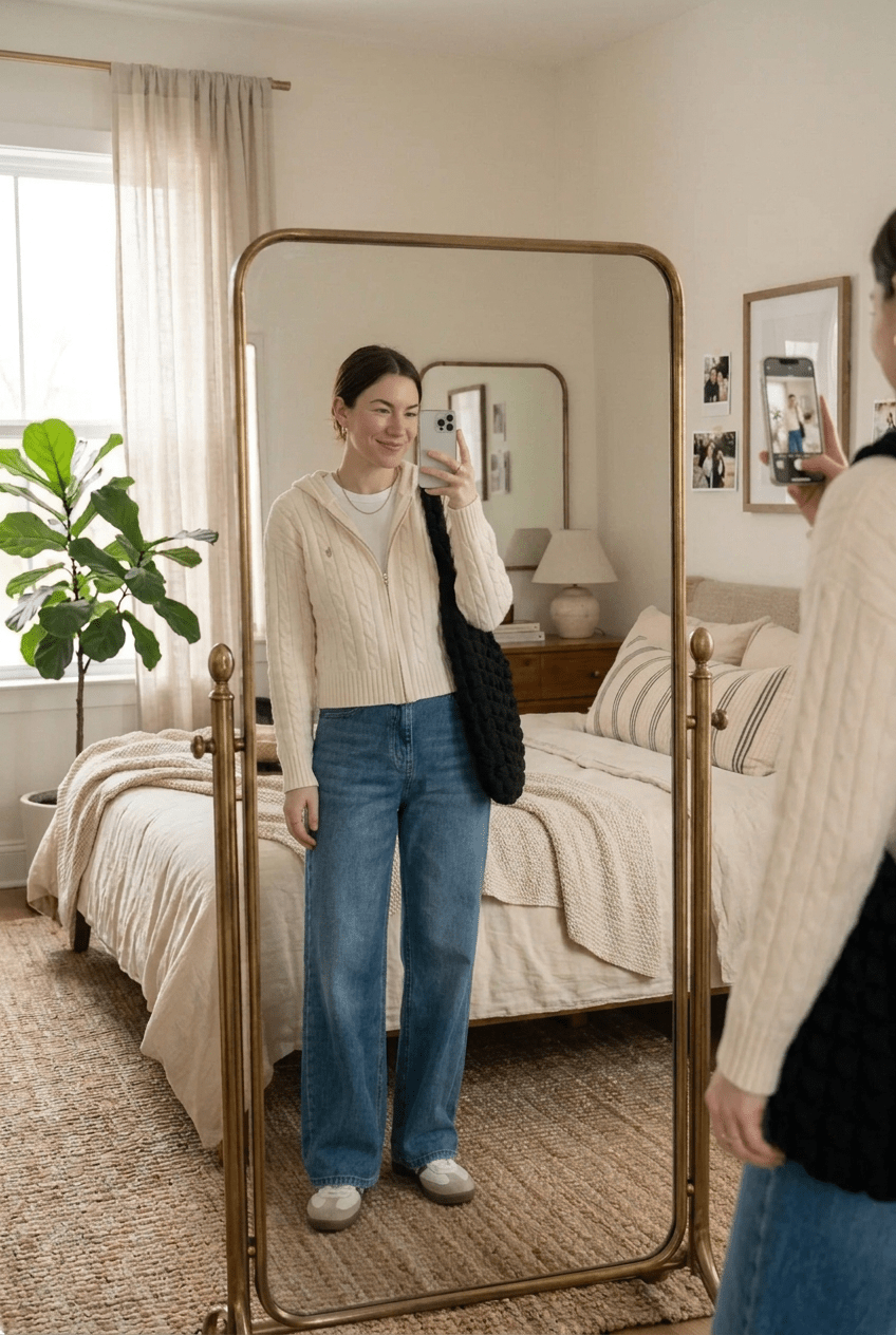 Strickjacke mit hohem Kragen und Reißverschluss