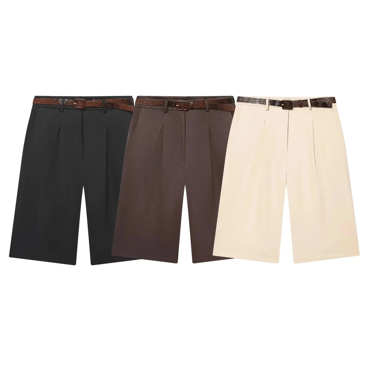Aethra – Bermudashorts mit hohem Bund und Gürtel