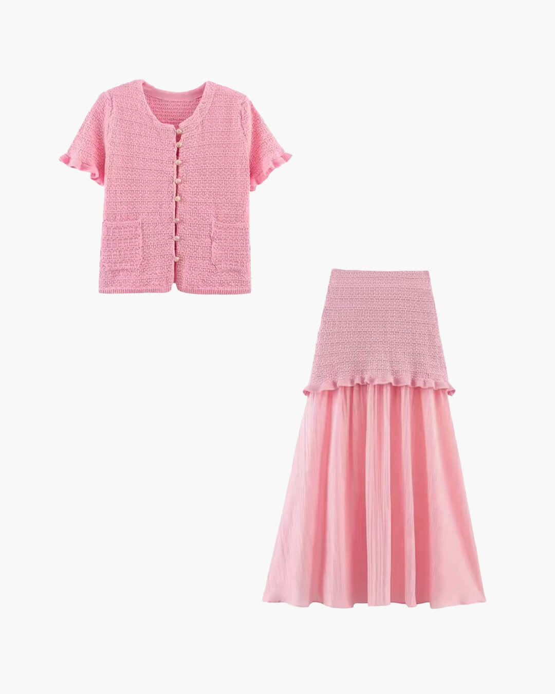 Julie – Set aus Stricktop und Plisseerock