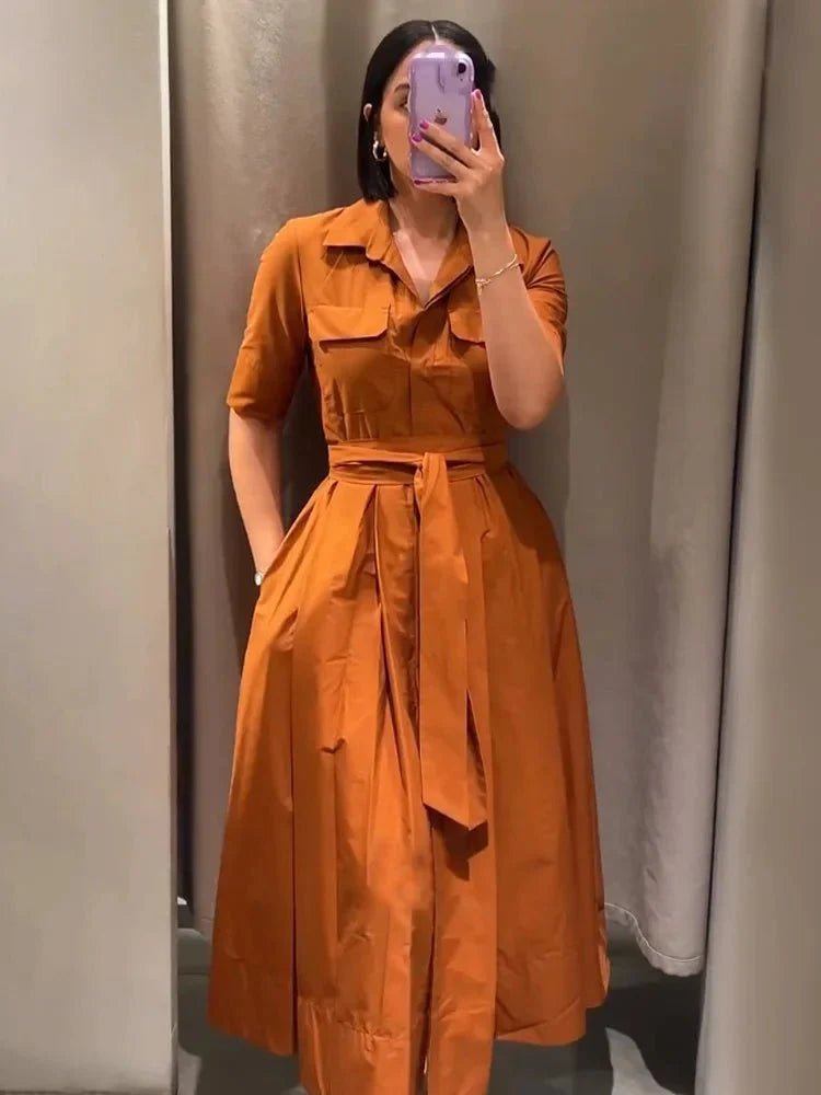 Kirra – Midi-Hemdblusenkleid mit Gürtel