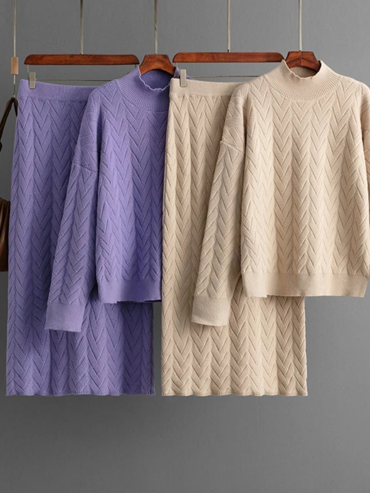 OLANE Knitted Loungewear Skirt Set CremeOne SizeWomen's Sets
