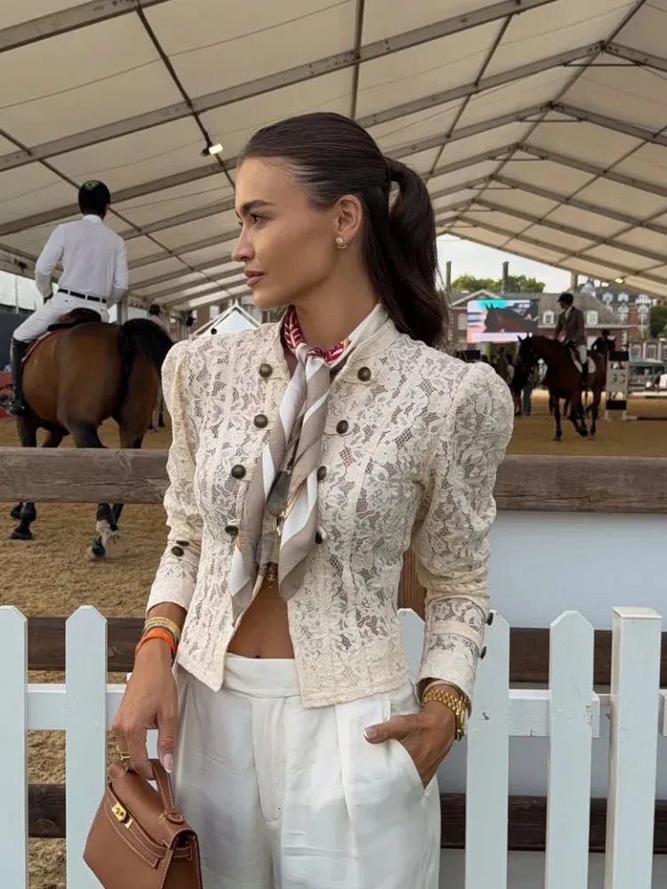 Jacke mit transparenter Spitze und Patchworkdetails