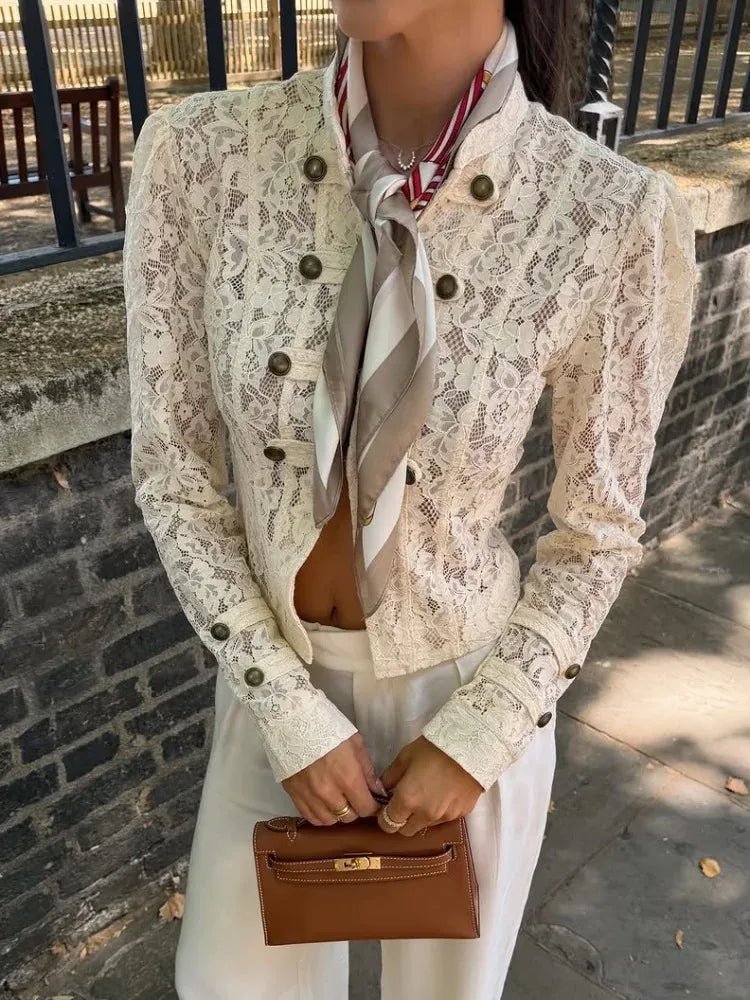 Jacke mit transparenter Spitze und Patchworkdetails