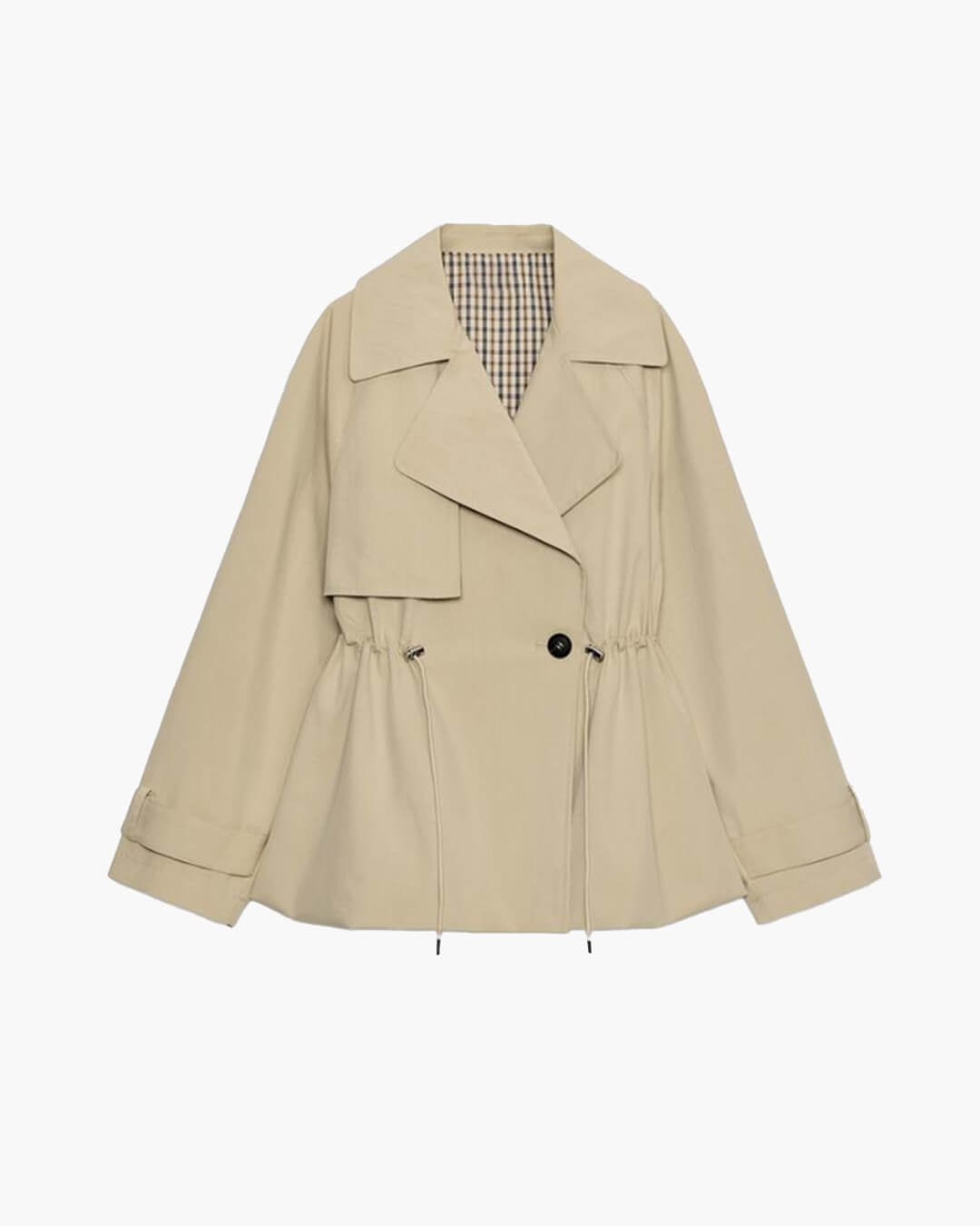 Trenchcoat mit Reverskragen und Kordelzug