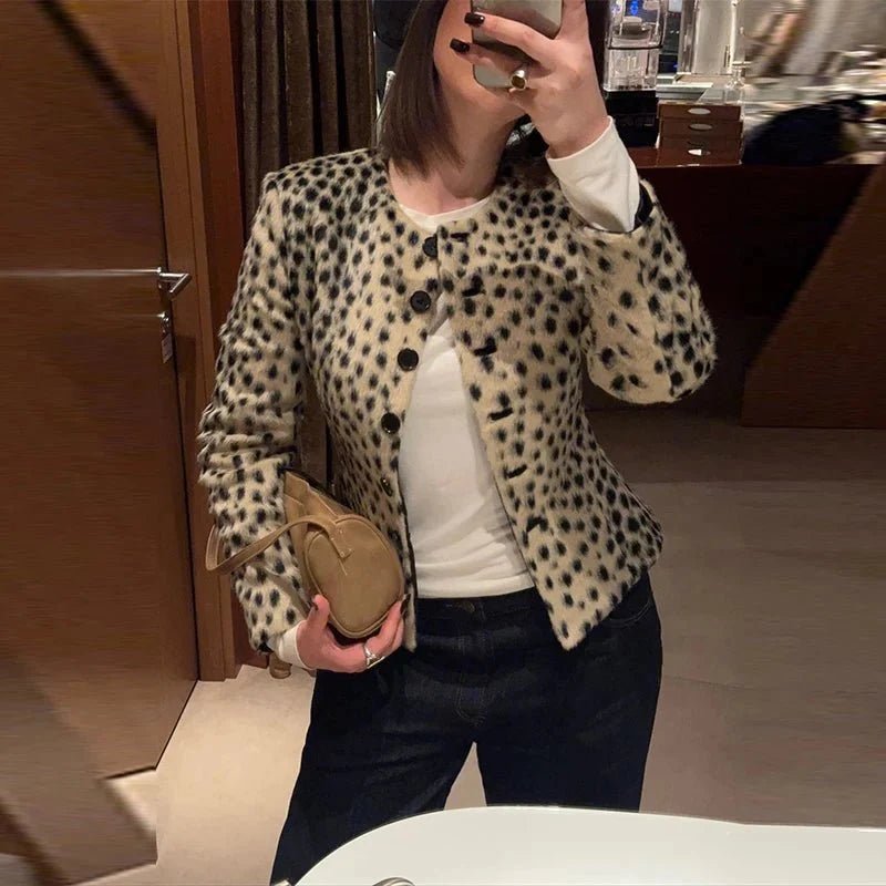 Leoparden-Kunstfell-Cropped-Jacke