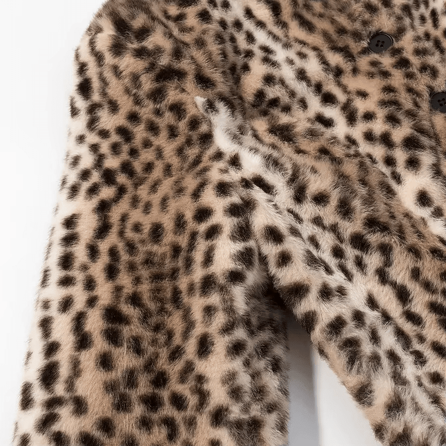 Leoparden-Kunstfell-Cropped-Jacke