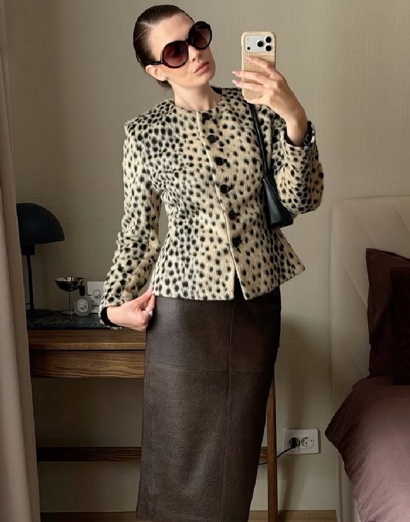 Leoparden-Kunstfell-Cropped-Jacke