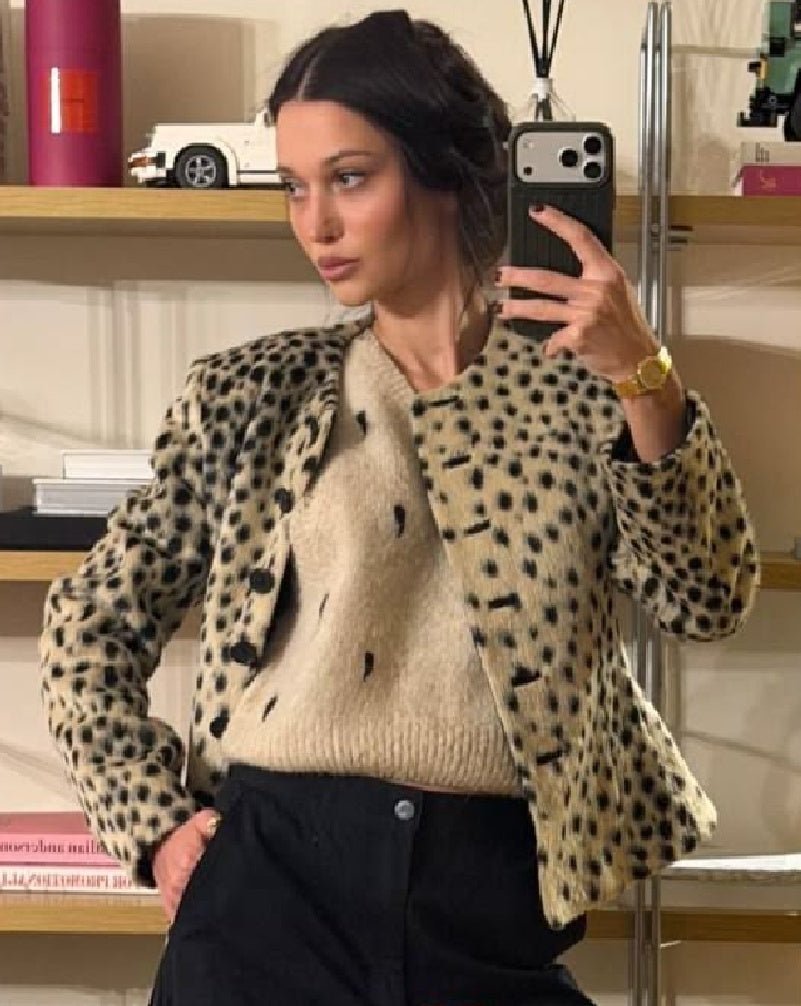 Leoparden-Kunstfell-Cropped-Jacke