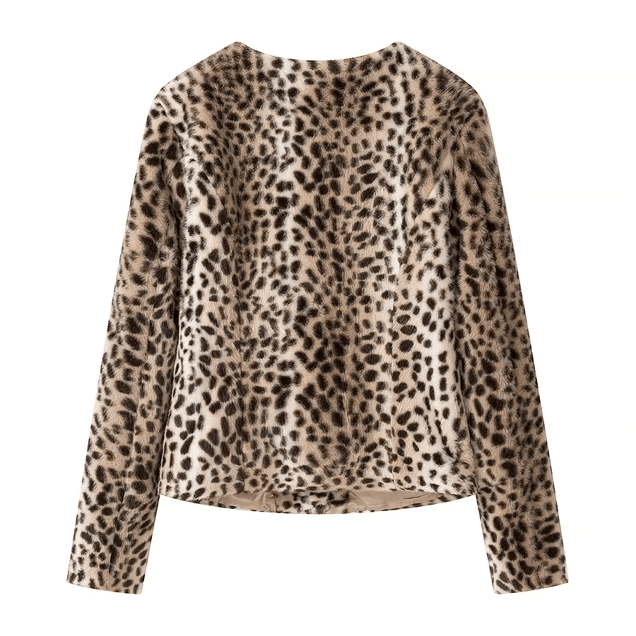 Leoparden-Kunstfell-Cropped-Jacke