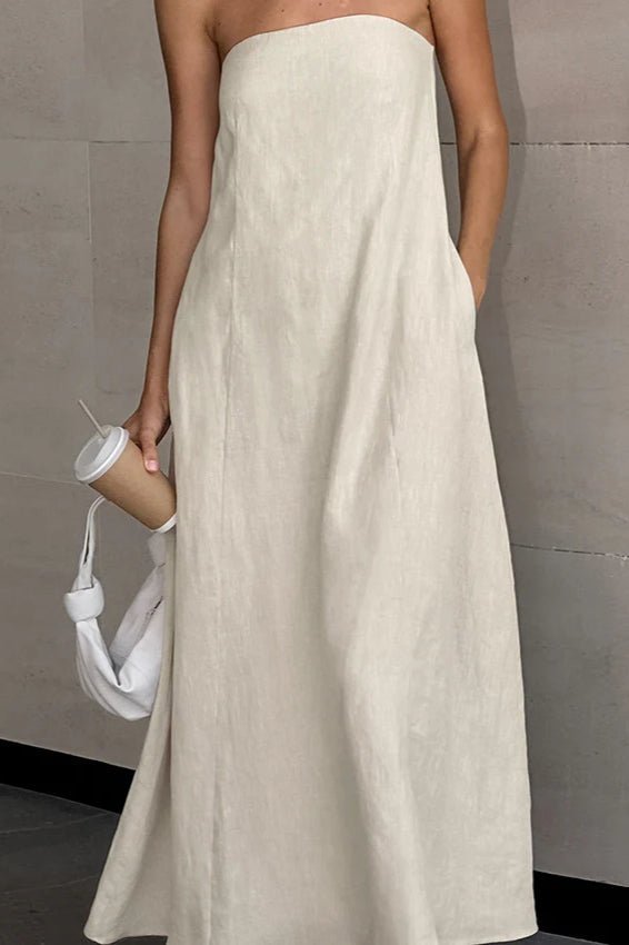 Afsheen – Locker sitzendes, trägerloses, rückenfreies Maxi-Kleid