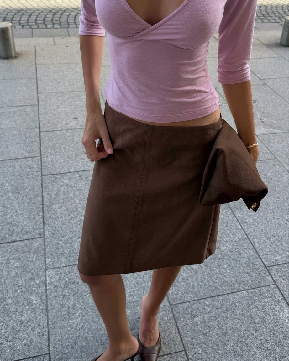 Samtrock Midi mit niedriger Taille