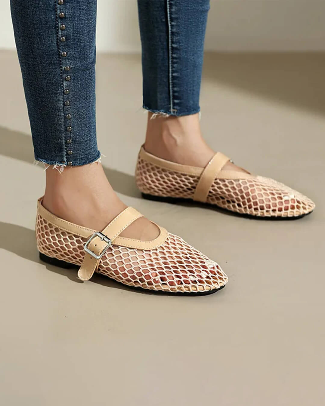 Luella – Mesh-Ballerinas mit Schnallen