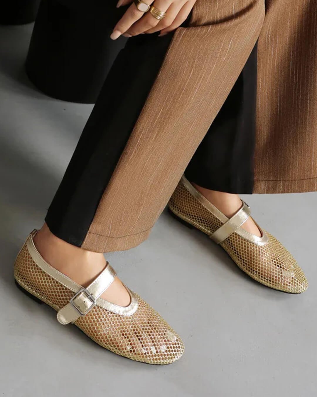 Luella – Mesh-Ballerinas mit Schnallen