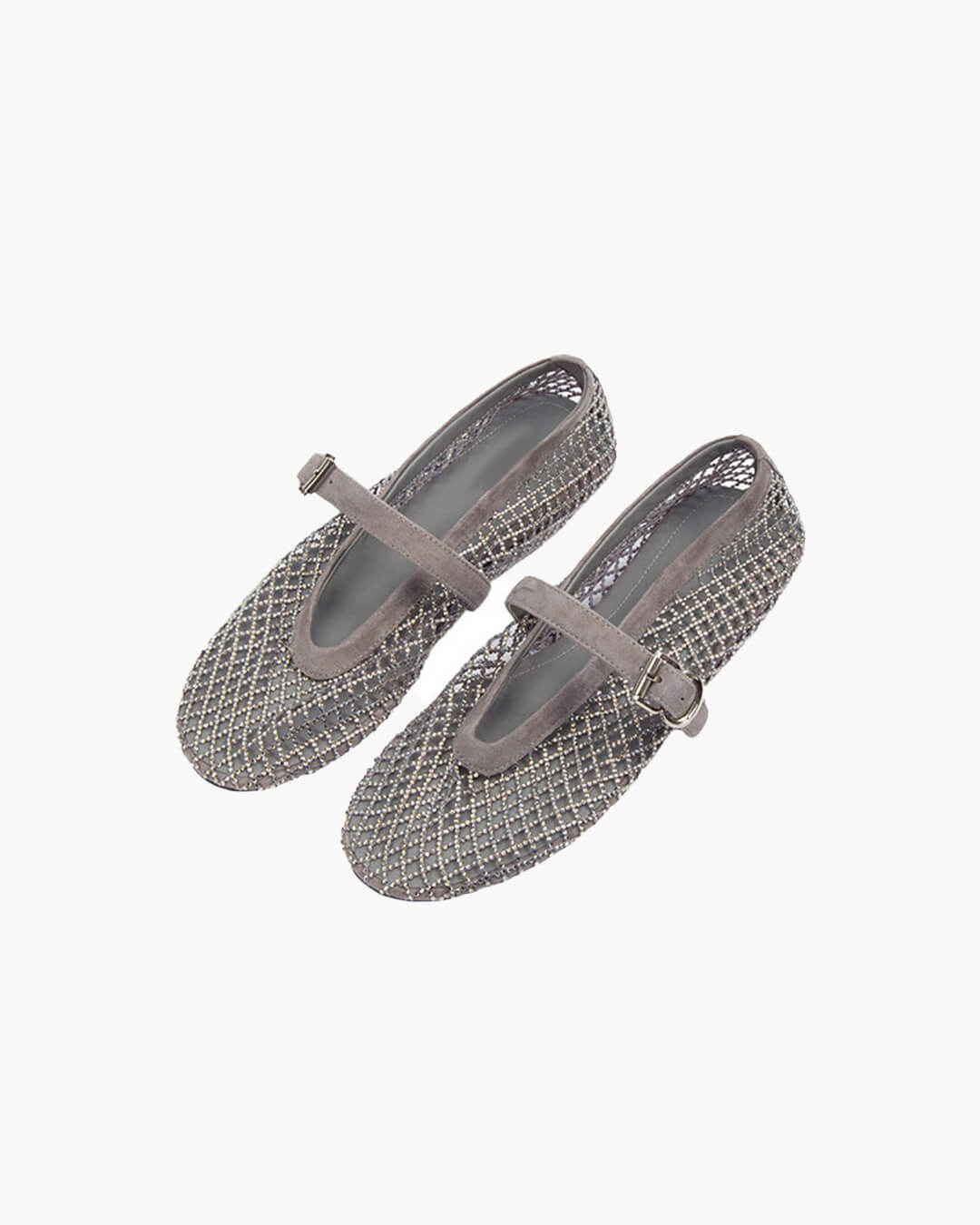 Mary Jane Ballerinas mit Strassbesatz aus Mesh