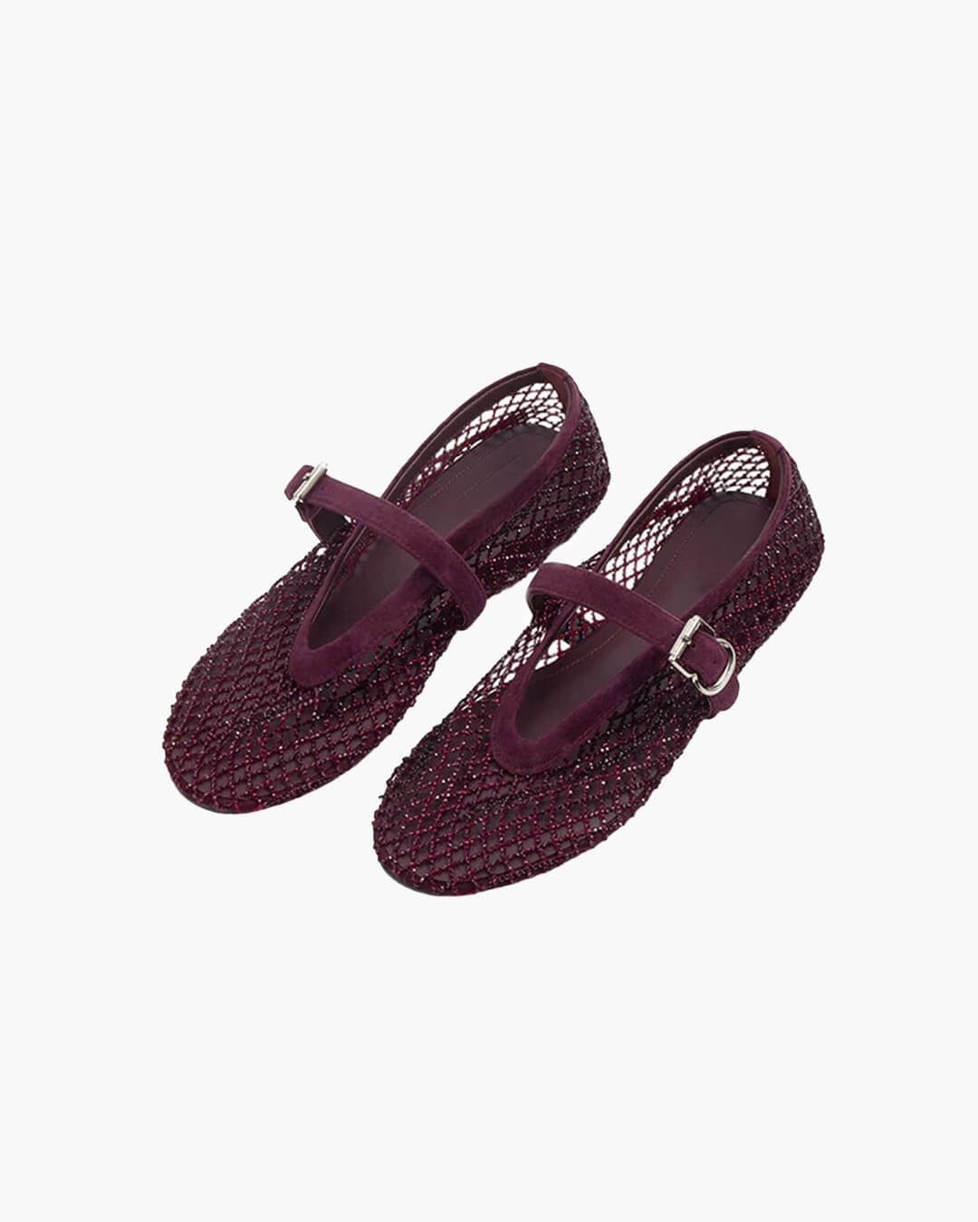 Mary Jane Ballerinas mit Strassbesatz aus Mesh