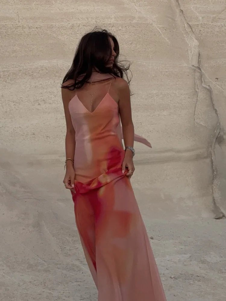 Emilia – Satin-Maxikleid mit Farbverlauf