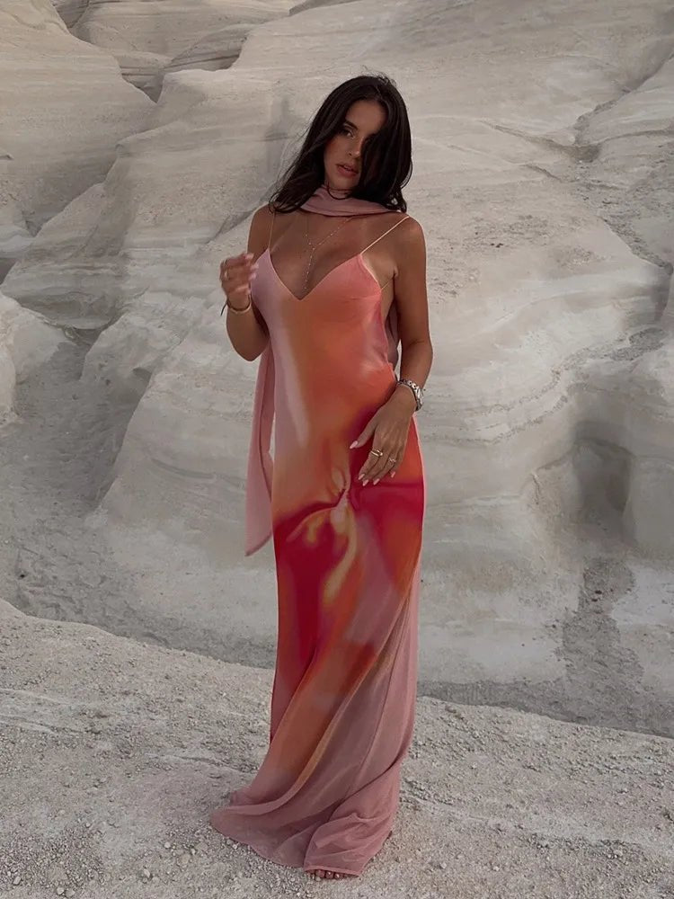 Emilia – Satin-Maxikleid mit Farbverlauf