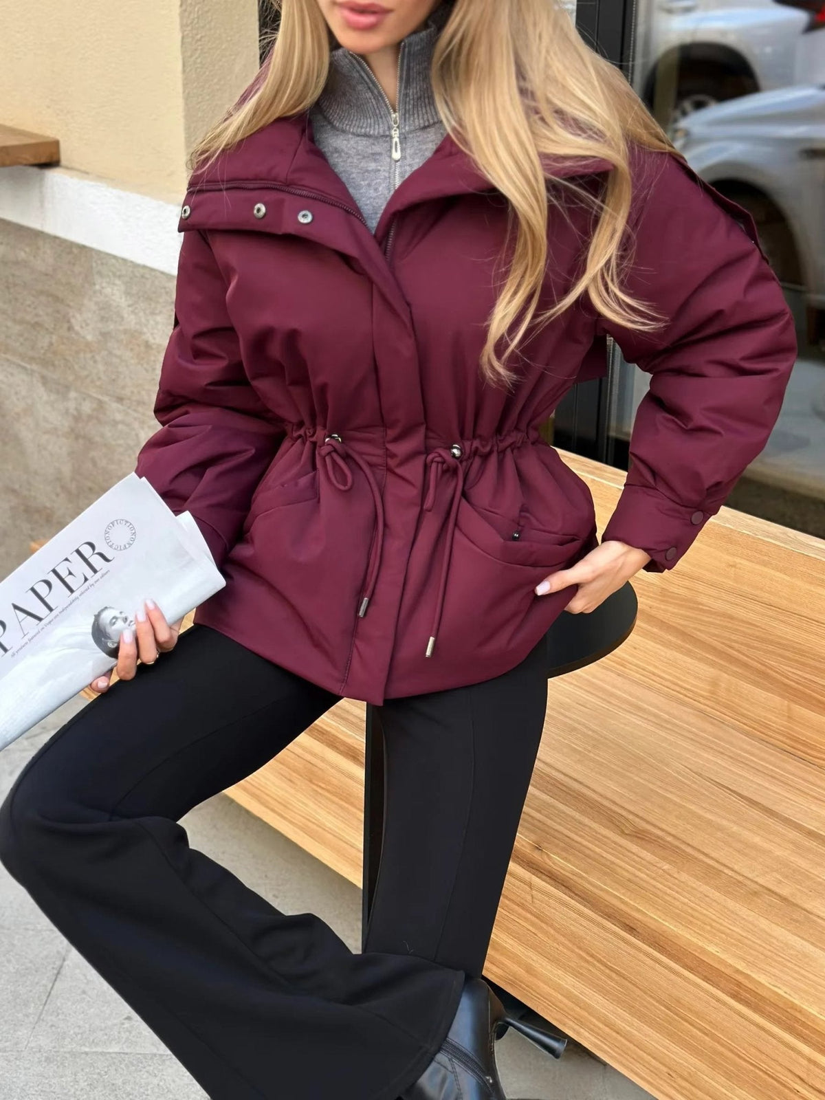 Oversized-Steppjacke mit Kordelzug in der Taille