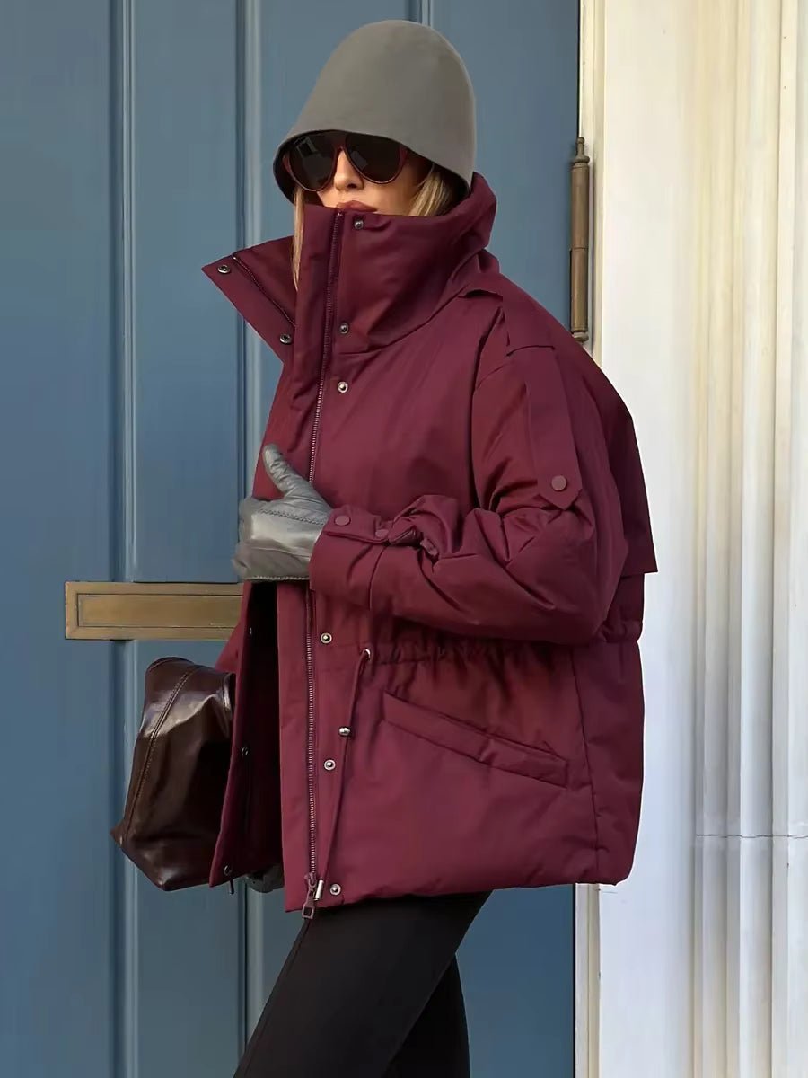 Oversized-Steppjacke mit Kordelzug in der Taille