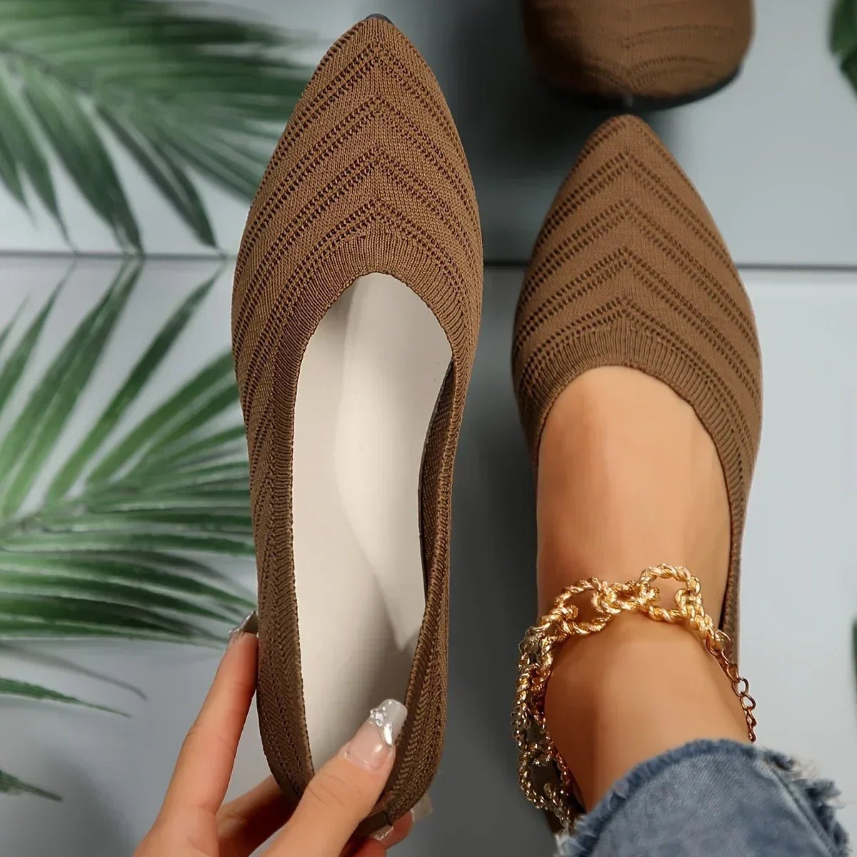Denise – spitze Strick-Ballerinas
