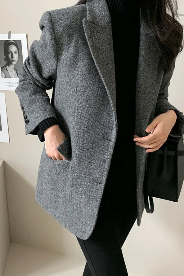 Blazer mit Revers und lockerer Passform