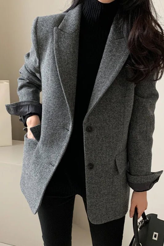 Blazer mit Revers und lockerer Passform