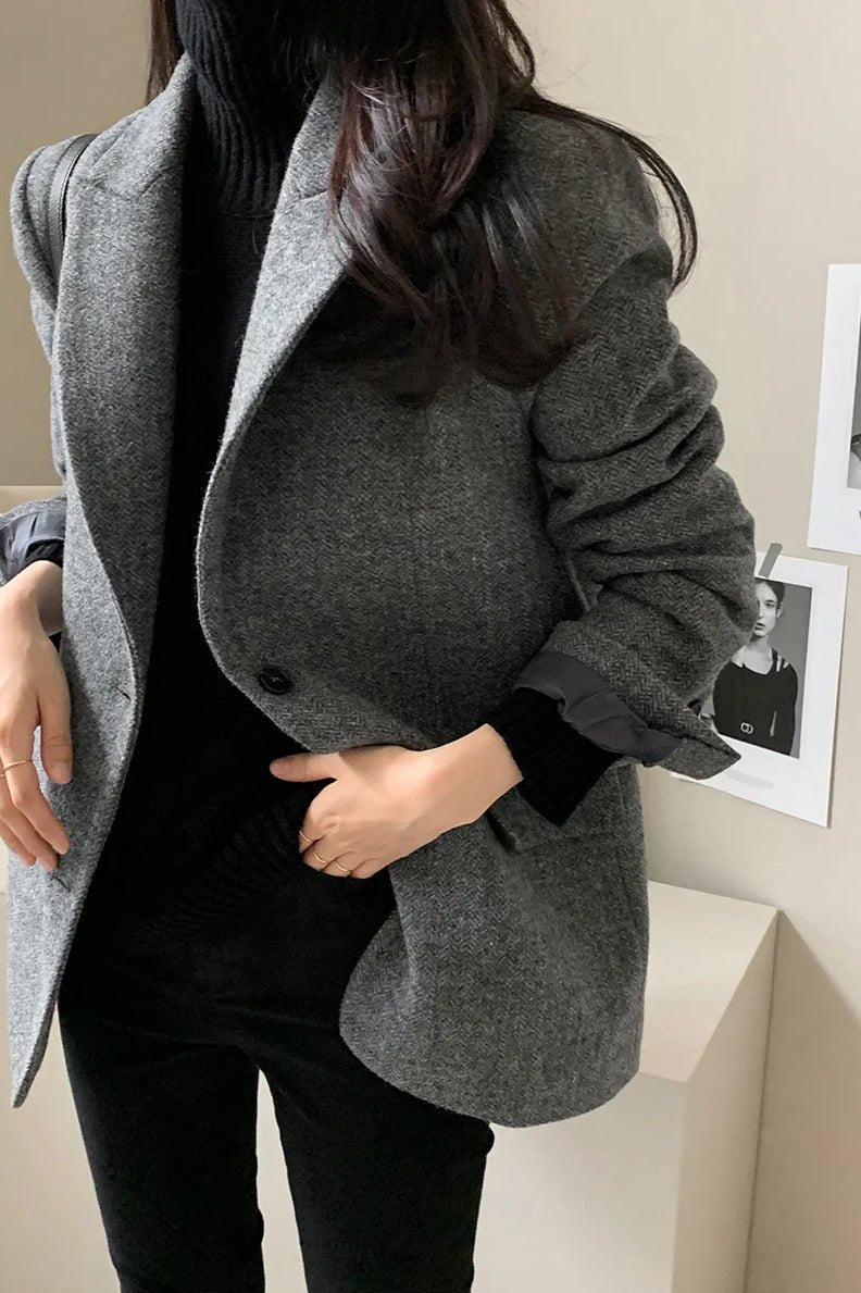 Blazer mit Revers und lockerer Passform