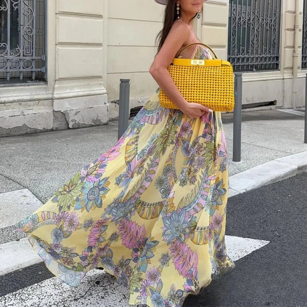 Anna – Chiffon-Trägerkleid mit Blumenmuster