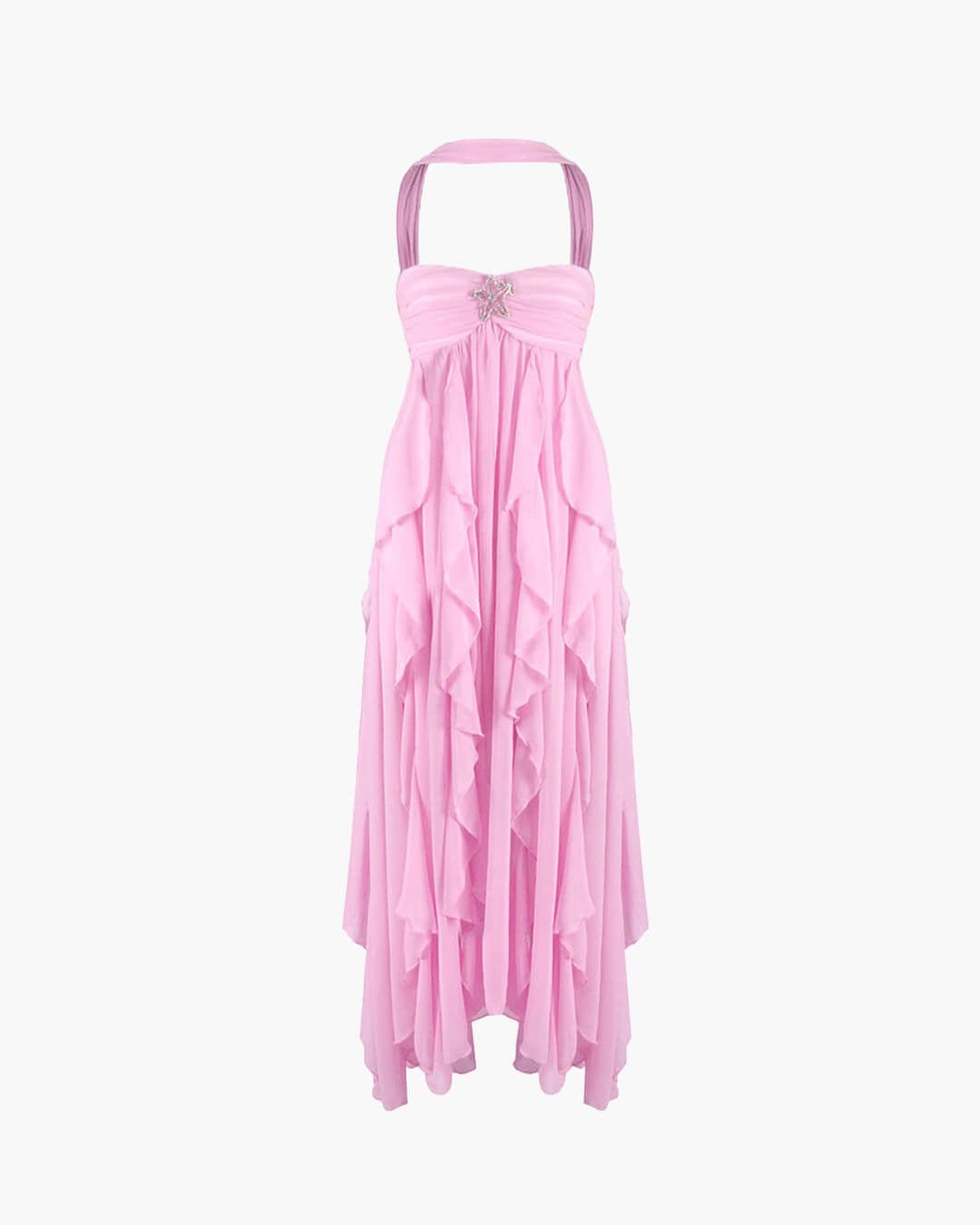 Romantisches, trägerloses Maxikleid mit Rüschen