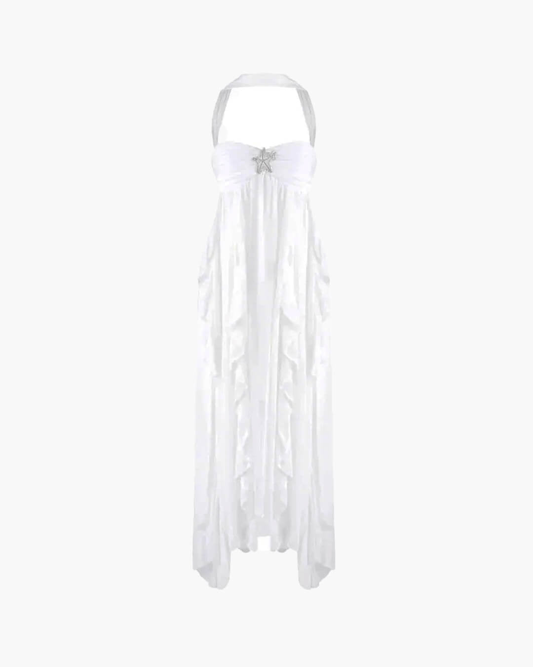 Romantisches, trägerloses Maxikleid mit Rüschen