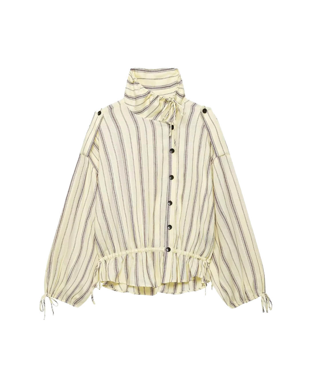 Gestreifte Jacke mit Stehkragen und Rüschen