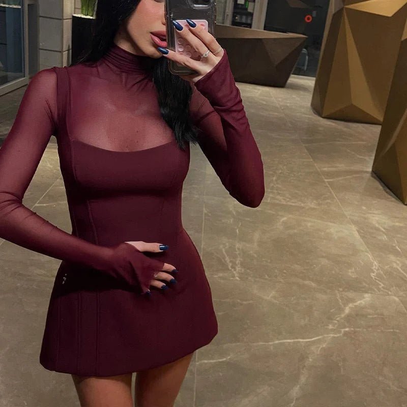 Transparentes Mesh-Minikleid mit Volant