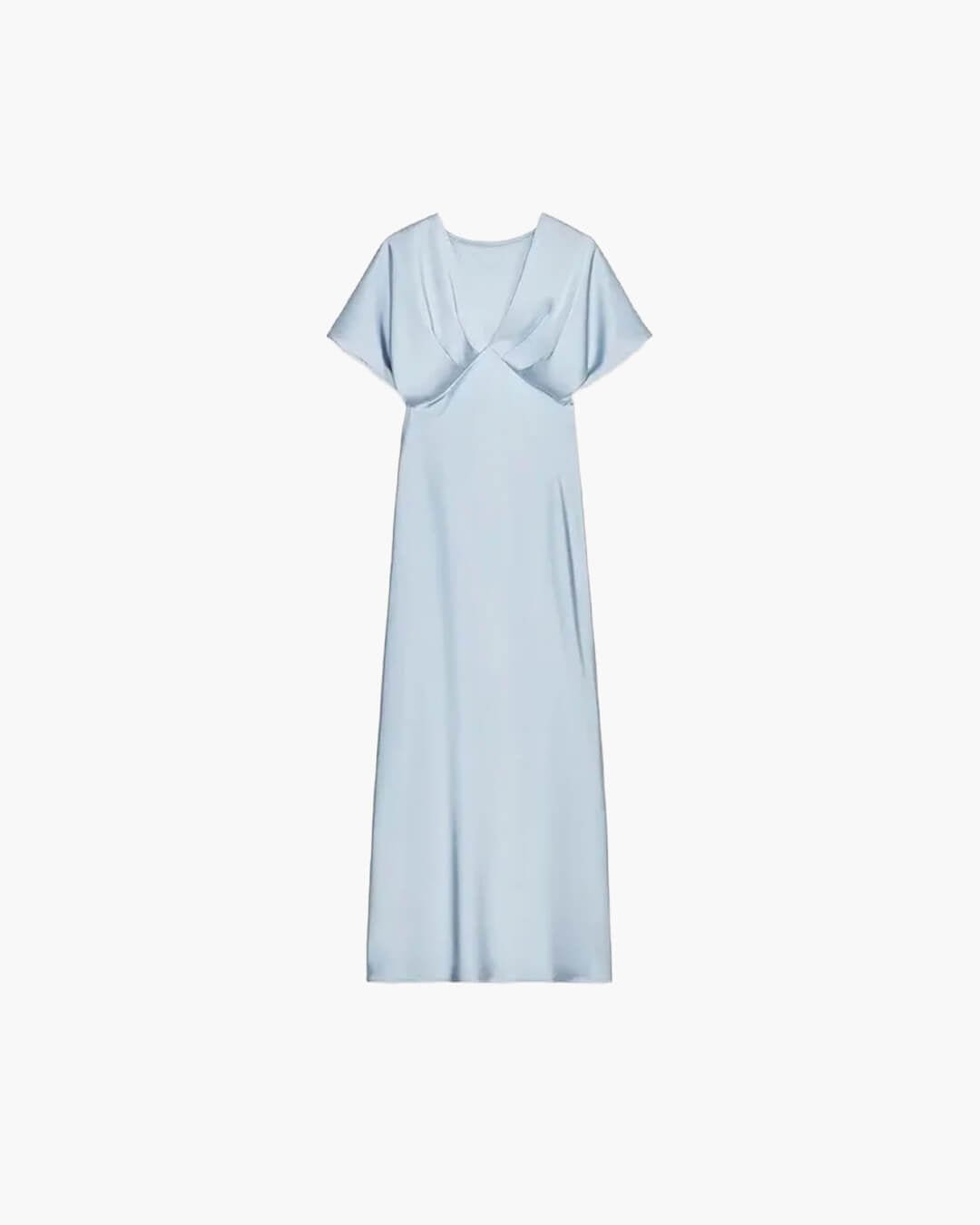 Hannah – Kurzärmliges Satin-Midikleid mit V-Ausschnitt