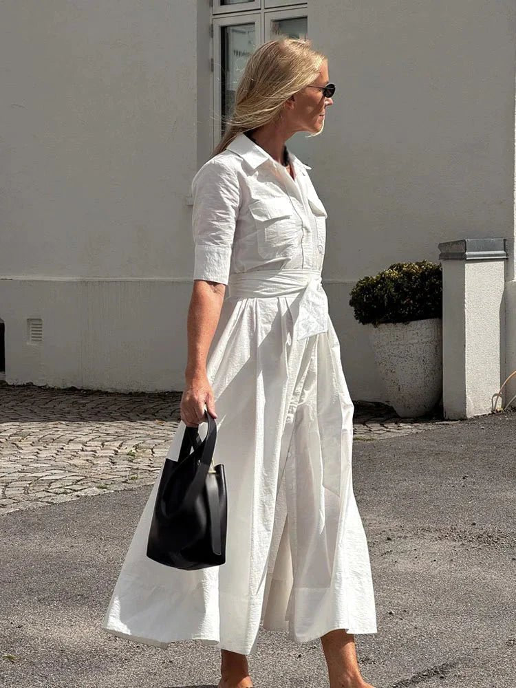 Alice – Einreihiges Hemdkleid mit Schleife in der Taille