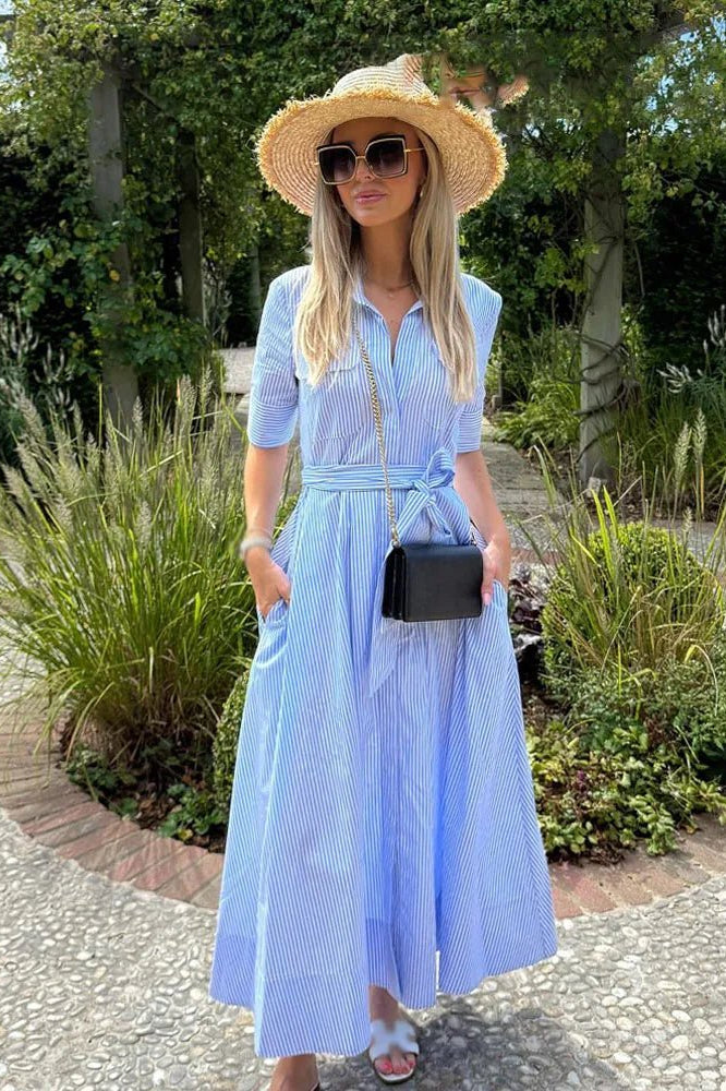 Alice – Einreihiges Hemdkleid mit Schleife in der Taille