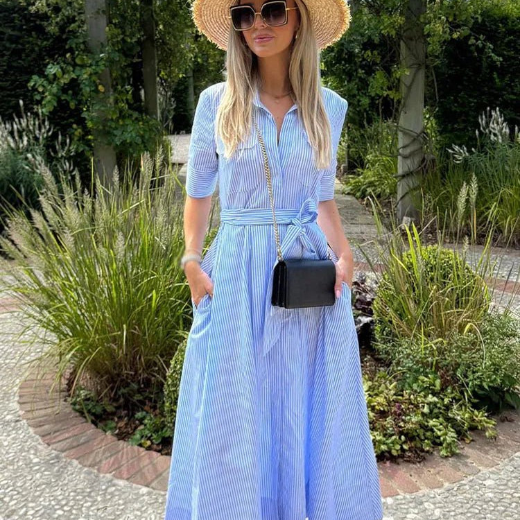 Alice – Einreihiges Hemdkleid mit Schleife in der Taille